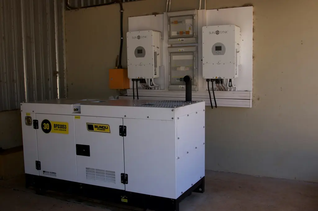Diesel generator set installed beside electrical panels